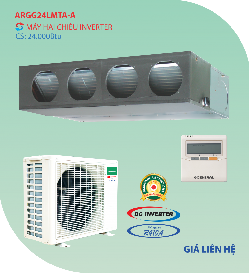 Điều hòa nối ống gió General 2 chiều ARGG24LMTA inverter 24.000BTU